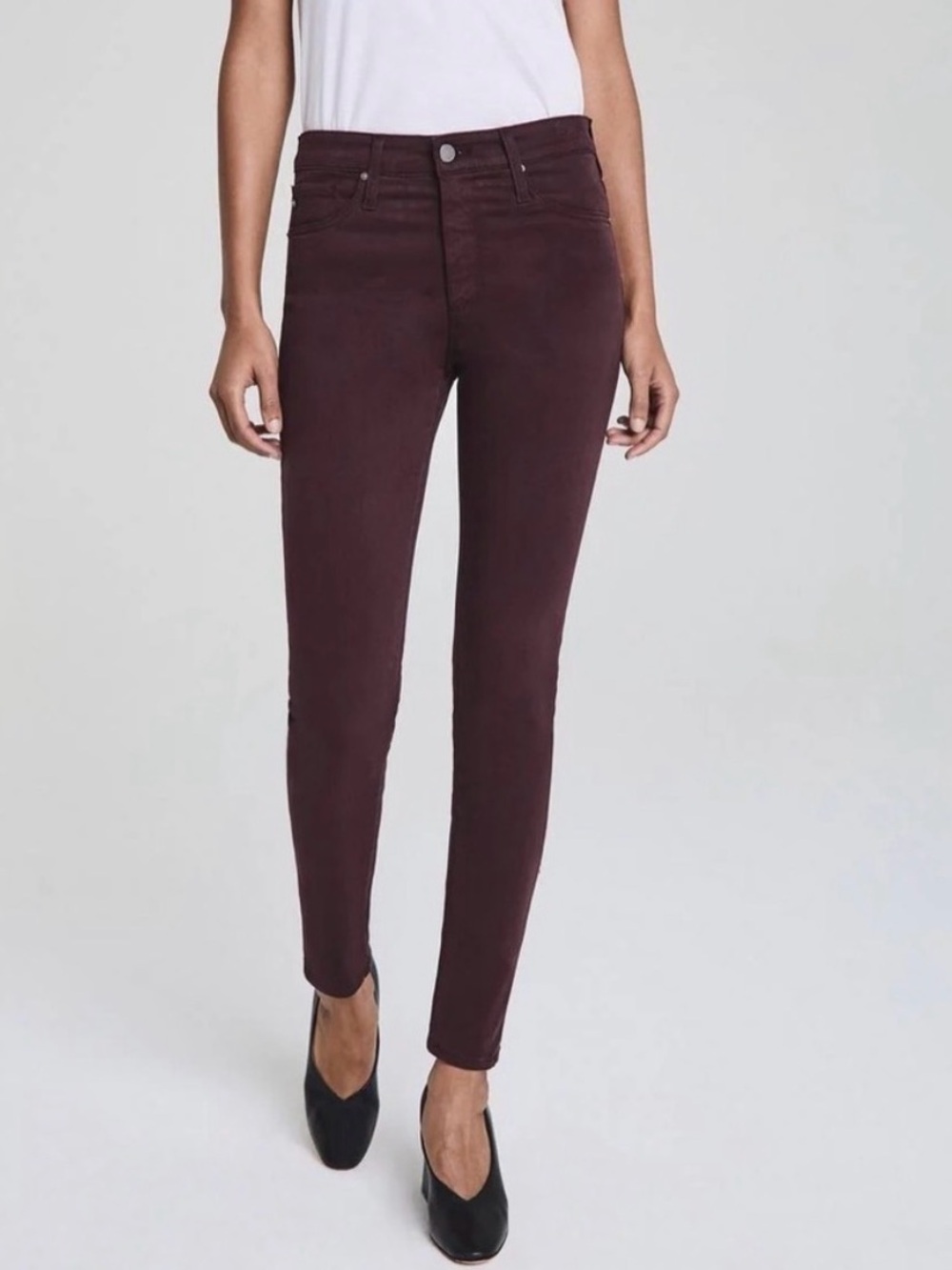 Ag Adriano Goldschmied The Farrah High Rise Burgundy Skinny Jeans 29R